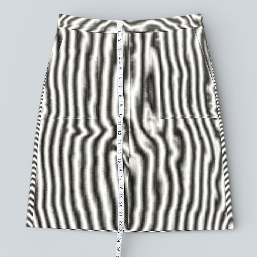 J.Crew Black & White Striped Seersucker A-Line Skirt with Pockets - Picture 8 of 9